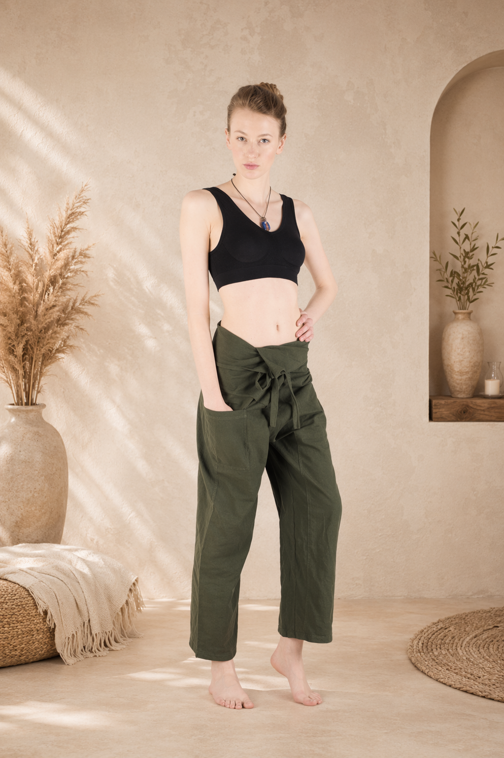 Thai Wickelhose in neutraler Farbe
